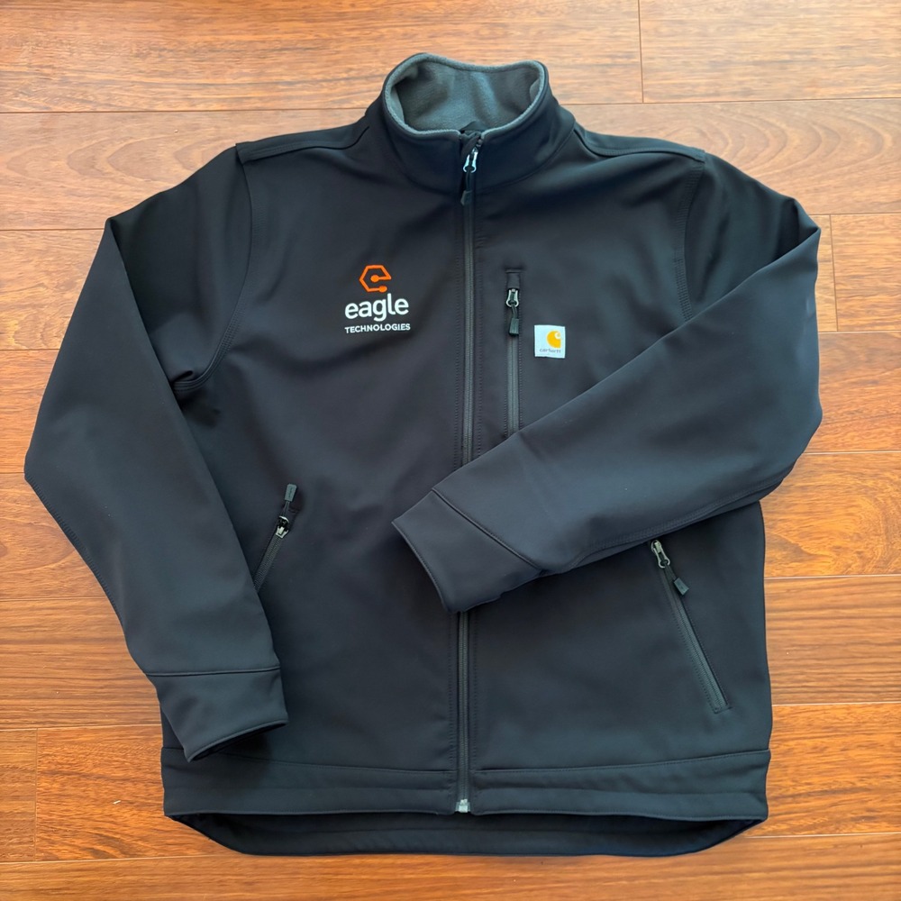 Carhartt Men's Large Black Softshell Fleece Lined Full Zip Work Jacket